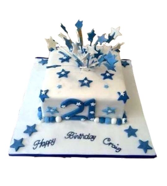 Blue & White Stars Birthday Cake 1.5Kg